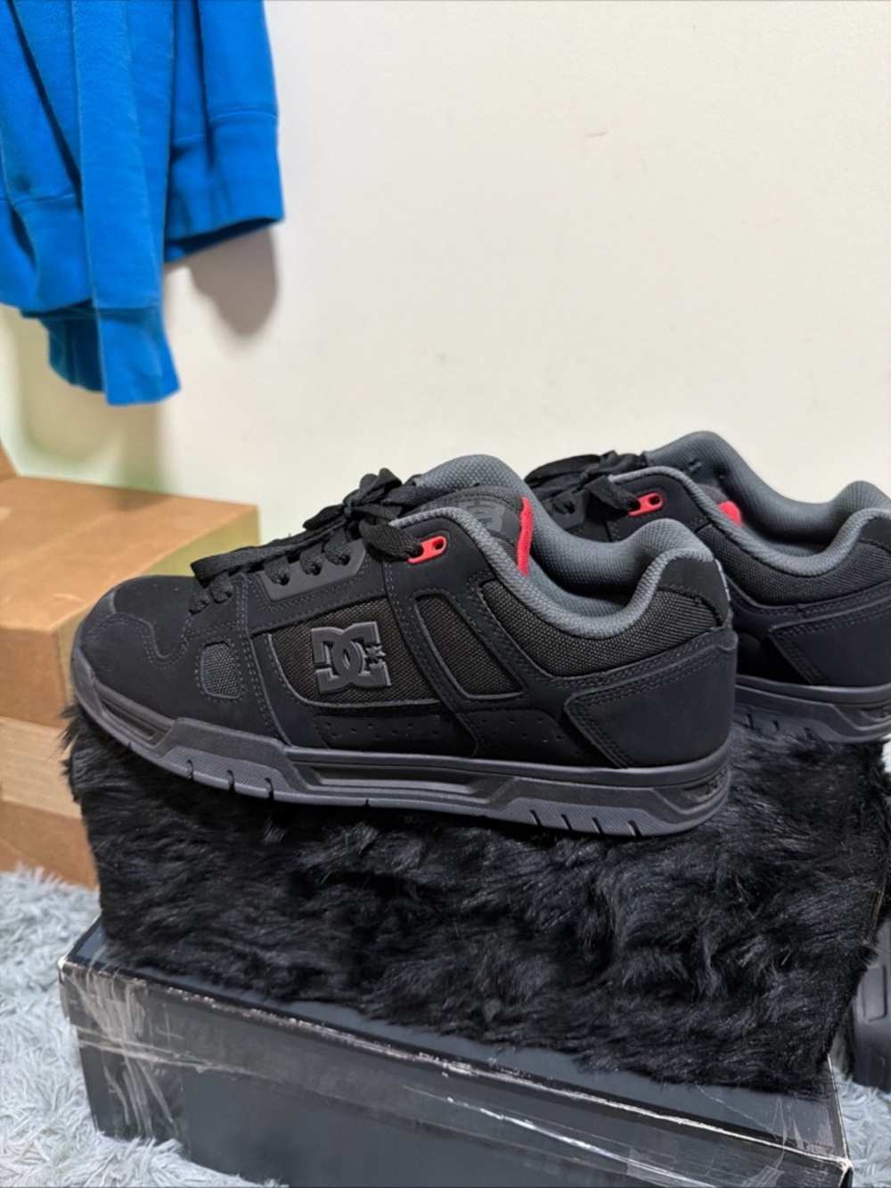 DC Black Skate Shoes with Red Accent